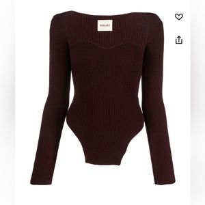 KHAITE Maddy Rib Knit Sweater Top / XS NWT Maroon Purple